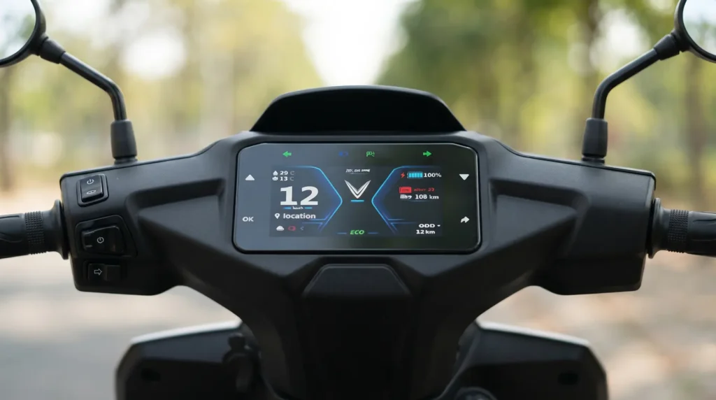 Dashboard display motor listrik vinfast evo